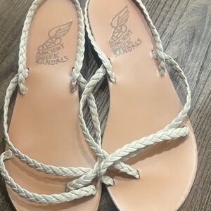 Ancient Greek Sandals Braided Leather Cream Flat Sandals Size 40 (9-9.5)